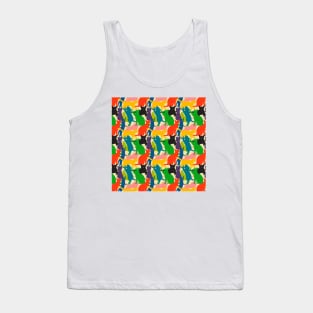 Colorful Leaping Jumping Sitting And Walking Cat Pattern Tank Top